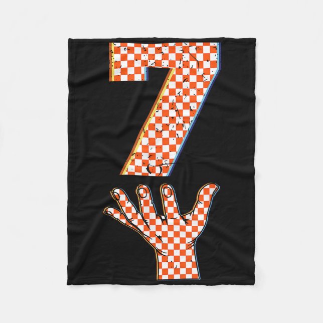 Number 7 Matching 67 Meme Checkered Halloween Cost Fleece Blanket (Front)