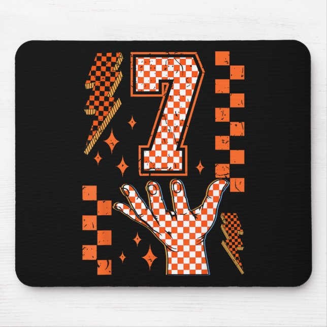 Number 7 Matching 67 Meme Checkered Halloween Cost Mouse Pad (Front)