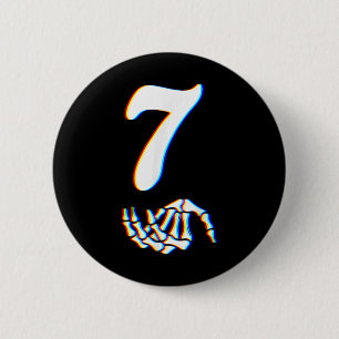 Number 7 Matching 67 Meme Skeleton Hand Halloween  6 Cm Round Badge
