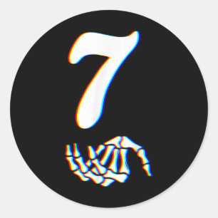 Number 7 Matching 67 Meme Skeleton Hand Halloween Classic Round Sticker