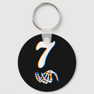 Number 7 Matching 67 Meme Skeleton Hand Halloween Key Ring