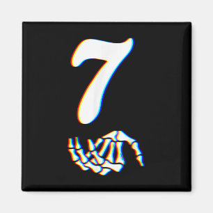 Number 7 Matching 67 Meme Skeleton Hand Halloween Magnet