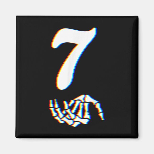 Number 7 Matching 67 Meme Skeleton Hand Halloween  Magnet (Front)