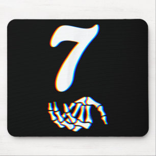 Number 7 Matching 67 Meme Skeleton Hand Halloween  Mouse Pad