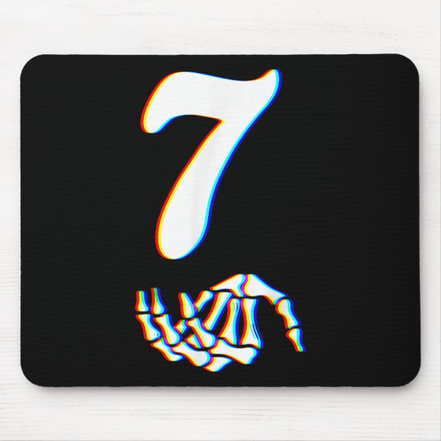 Number 7 Matching 67 Meme Skeleton Hand Halloween  Mouse Pad (Front)