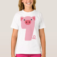 Number 7 Pig Animal Theme 7 Year Old Kids Girls