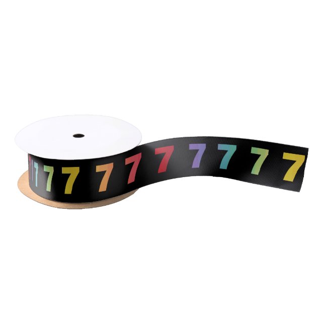 Number 7 Rainbow Colours Ribbon Satin Ribbon (Spool)