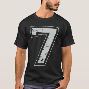 Number 7 Seven Grey Jersey Sports Athletic Player  T-Shirt