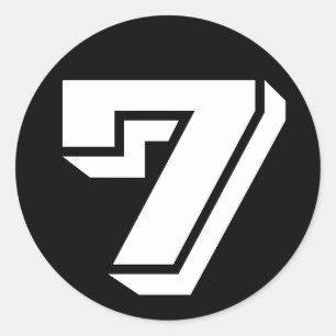 Number 7 Seven Vineta Numbers by Janz Black Classic Round Sticker