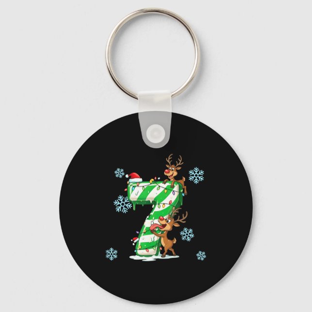 Number 7 Six Seven Gen Z Alpha Slang Ugly Christma Key Ring (Front)