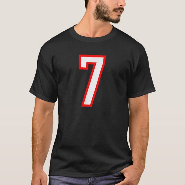 Number 7 White Red Sports Jersey Birthday Lucky Nu T-Shirt (Front)