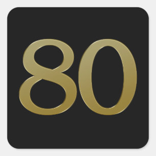 Number 80 Gold Square Sticker