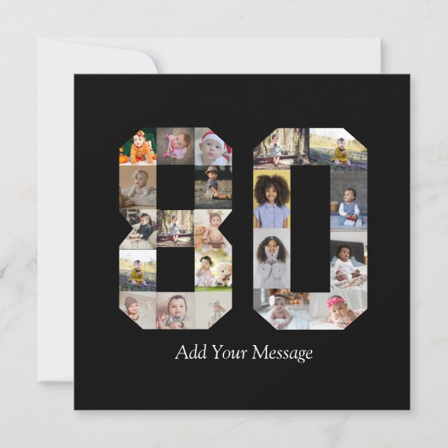Number 80 Photo Collage Card (Front)