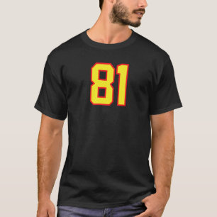 Number 81 Sports Jersey Fan Athlete Yellow Red Var T-Shirt