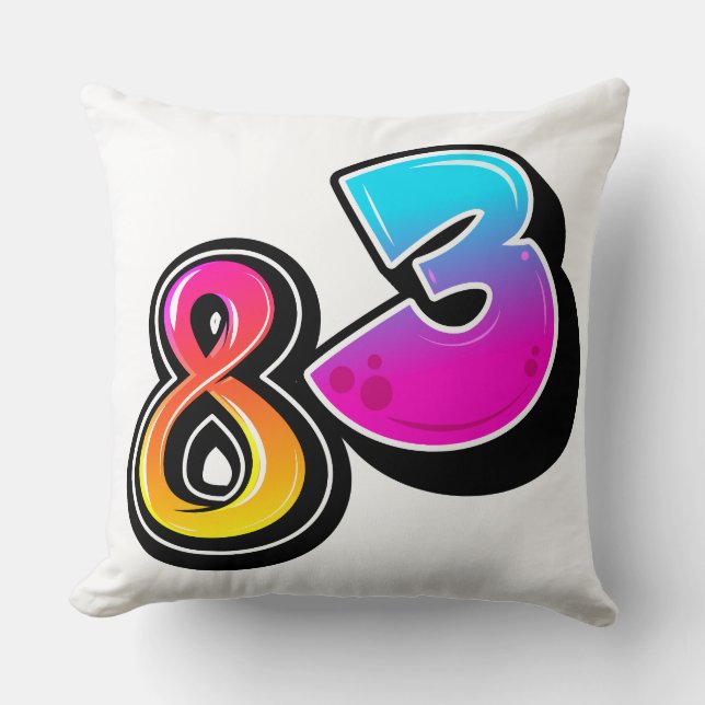 Number 83 Retro Gradient Bubble Typography Vector  Cushion (Front)