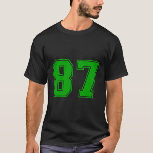 Number 87 Green Sports Fan Jersey Number T-Shirt