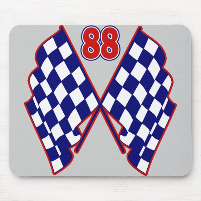 Number 88 and Chequered Flags Mouse Pad (Front)