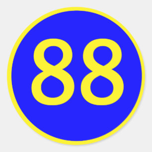 number, 88, in a circle classic round sticker