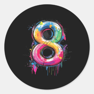 Number 8 8th Birthday Eight Year Old Boys Girls Gr Classic Round Sticker