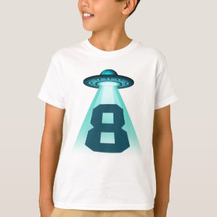 Number 8 Abduction UFO Alien Theme 8 Year Old Boys T-Shirt