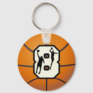 Number 8 Basketball and Players Key Ring