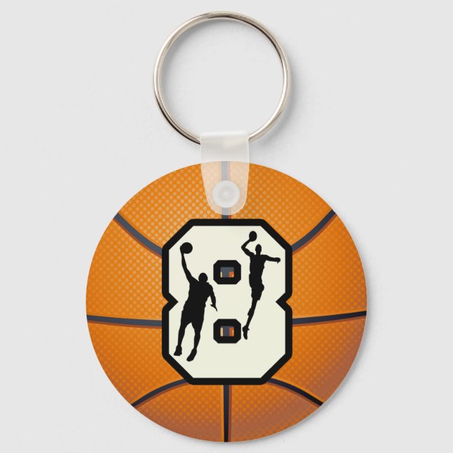 Number 8 Basketball and Players Key Ring (Front)