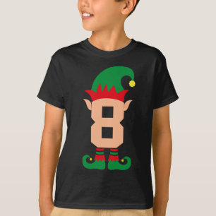 Number 8 Elf Chrismas Theme 8 Year Old Boys kids T-Shirt