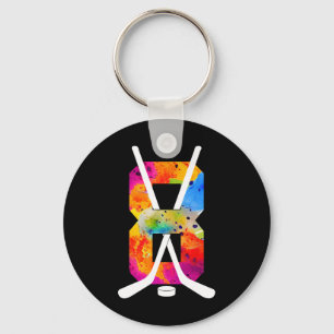 Number 8 Years Ice Hockey 8th Birthday (1)  Key Ring