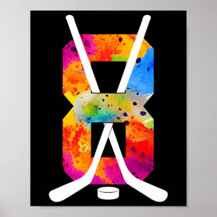 Number 8 Years Ice Hockey 8th Birthday (1) Poster