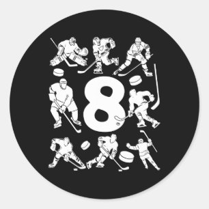 Number 8 Years Ice Hockey 8th Birthday (2) Classic Round Sticker