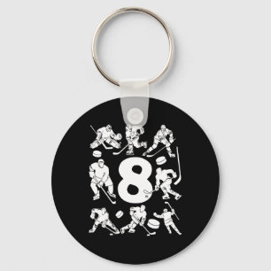 Number 8 Years Ice Hockey 8th Birthday (2)  Key Ring