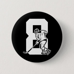Number 8 Years Ice Hockey 8th Birthday (3)  6 Cm Round Badge