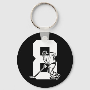 Number 8 Years Ice Hockey 8th Birthday (3) Key Ring