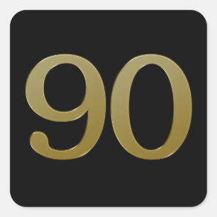 Number 90 Gold Square Sticker