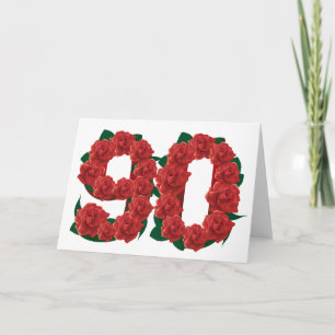 Number 90 or 90th anniversary roses card