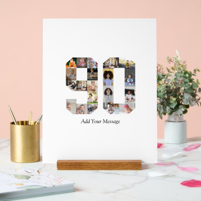 Number 90 Photo Collage Acrylic Sign (Wedding)