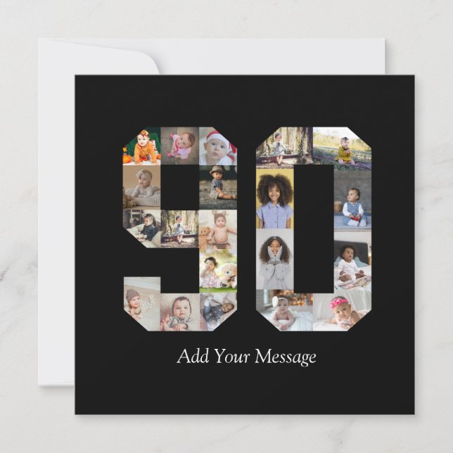 Number 90 Photo Collage Announcement (Front)