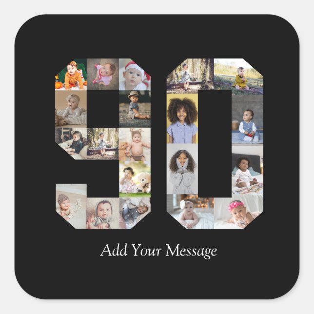 Number 90 Photo Collage Square Sticker (Front)