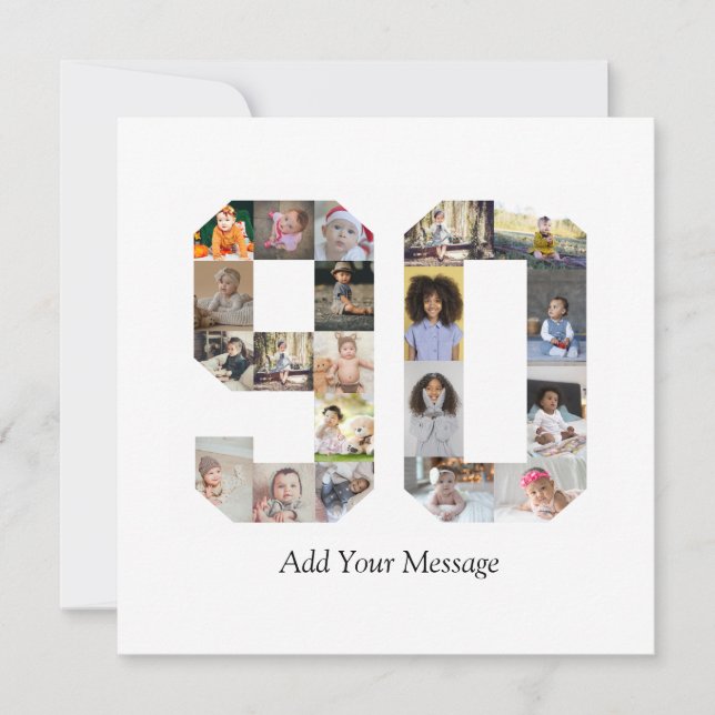 Number 90 Photo Collage Thank You Card (Front)