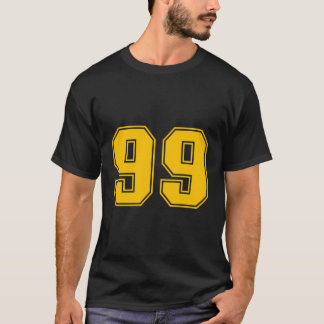 Number 99 Yellow Sports Fan Jersey Number T-Shirt