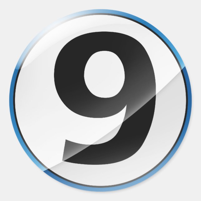 Number 9 blue sticker (Front)