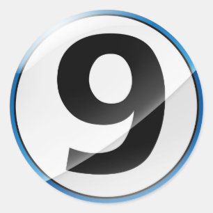 Number 9 blue sticker