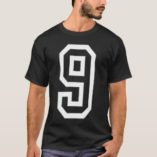 Number 9 bold outline in white Large T-Shirt