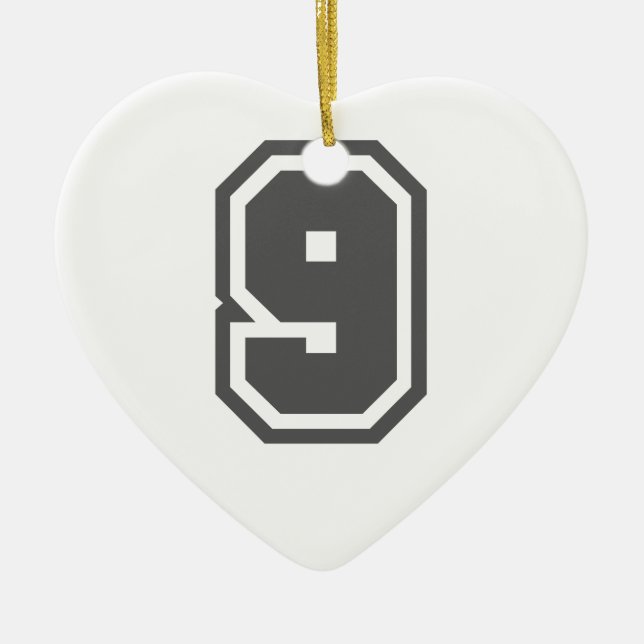 Number 9 ceramic tree decoration (Front)