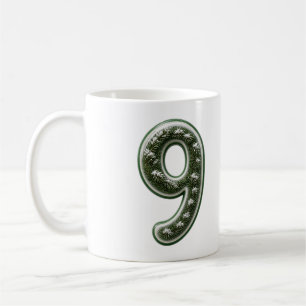 Number 9 Frosted Pine Christmas Coffee Mug