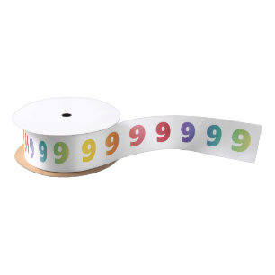 Number 9 Rainbow Colors Ribbon Satin Ribbon