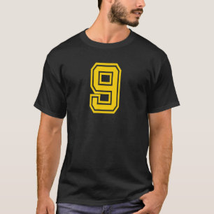 Number #9 Sports Jersey Yellow Retro Lucky Number T-Shirt