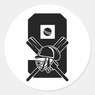 Number 9 Years Cricket 9th Birthday  Classic Round Sticker
