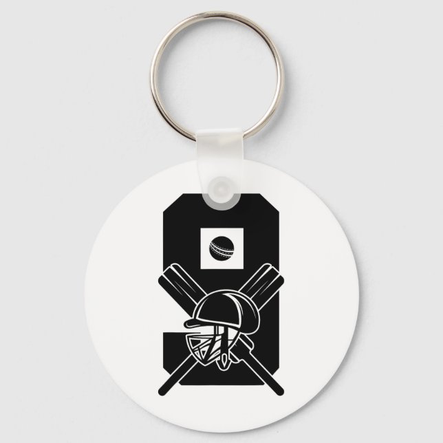 Number 9 Years Cricket 9th Birthday  Key Ring (Front)
