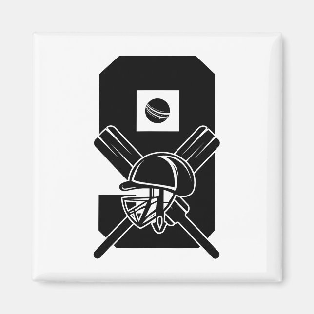 Number 9 Years Cricket 9th Birthday  Magnet (Front)